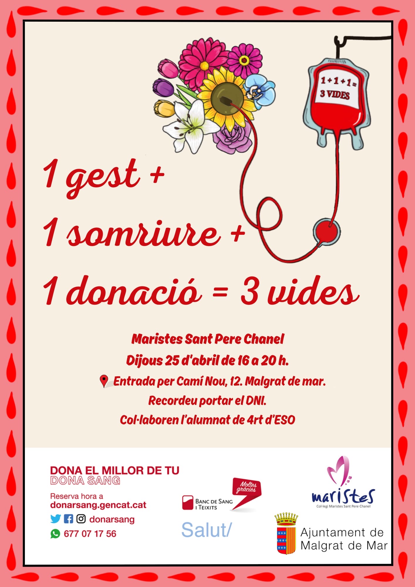 Campanya de donació de sang, organitzada per alumnes de 4t d'ESO del Chanel, demà