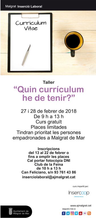 Taller per aprendre a fer un bon currículum, aquest mes de febrer