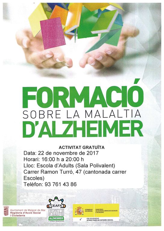 Formació per a persones afectades d'Alzheimer i familiars, aquest dimecres