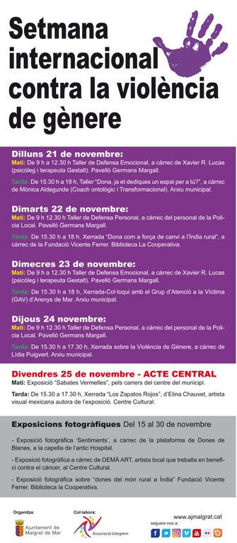 La Regidoria d'Igualtat posa en marxa 5 dies de conscienciació i rebuig a la violència masclista a partir de dilluns