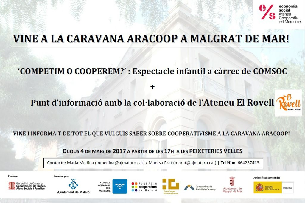 La caravana Aracoop visita demà Malgrat per fomentar el cooperativisme