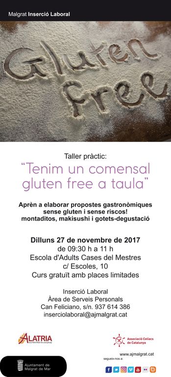 Taller per aprendre a cuinar sense gluten, adreçat al sector de la restauració