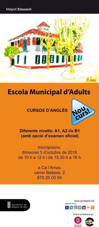 L'Escola Municipal d'Adults ofereix nous cursos d'anglès 