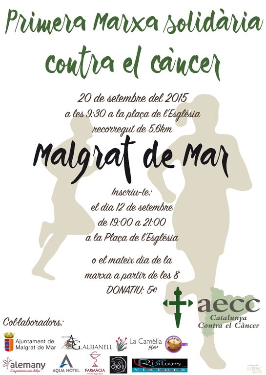 230 inscrits a la 1a Marxa Solidària contra el càncer d'aquest diumenge 