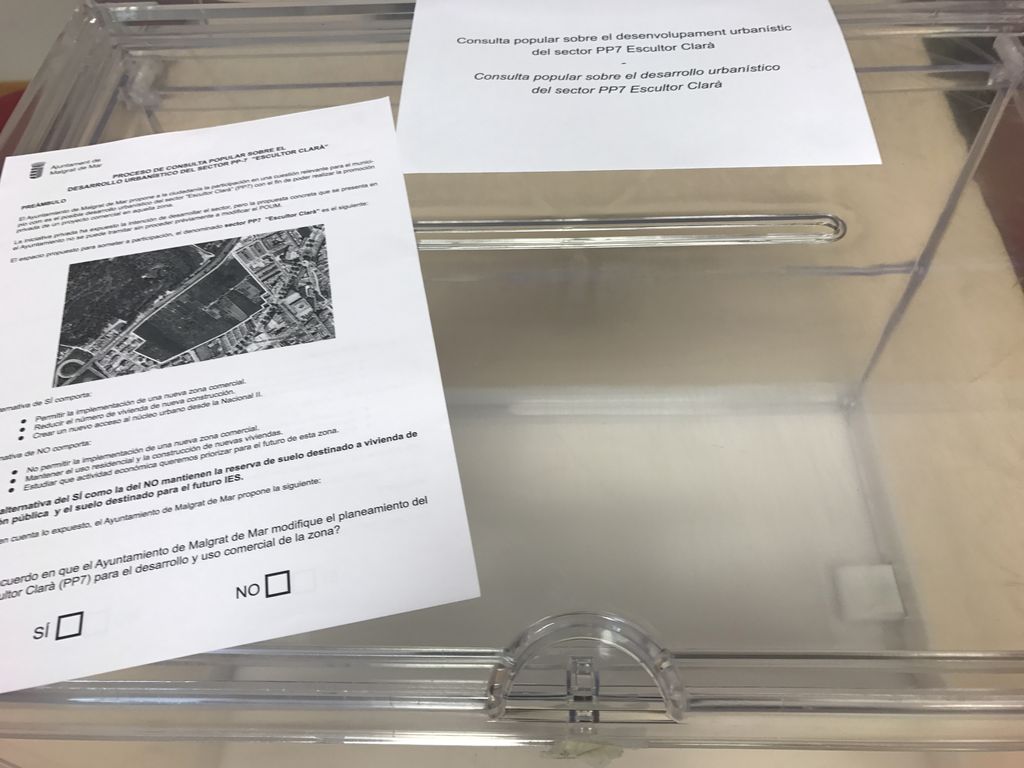 Recompte definitiu de la consulta popular sobre l'àrea comercial de l'Escultor Clarà