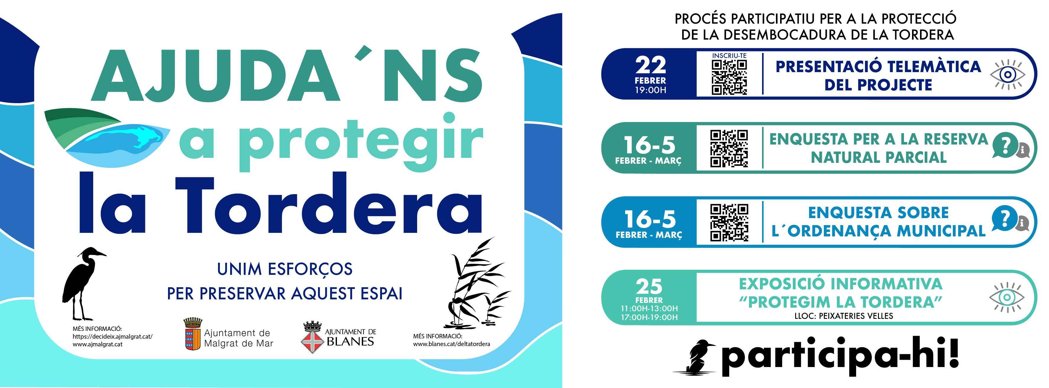 Malgrat i Blanes enceten un procés participatiu conjunt per protegir la desembocadura de la Tordera