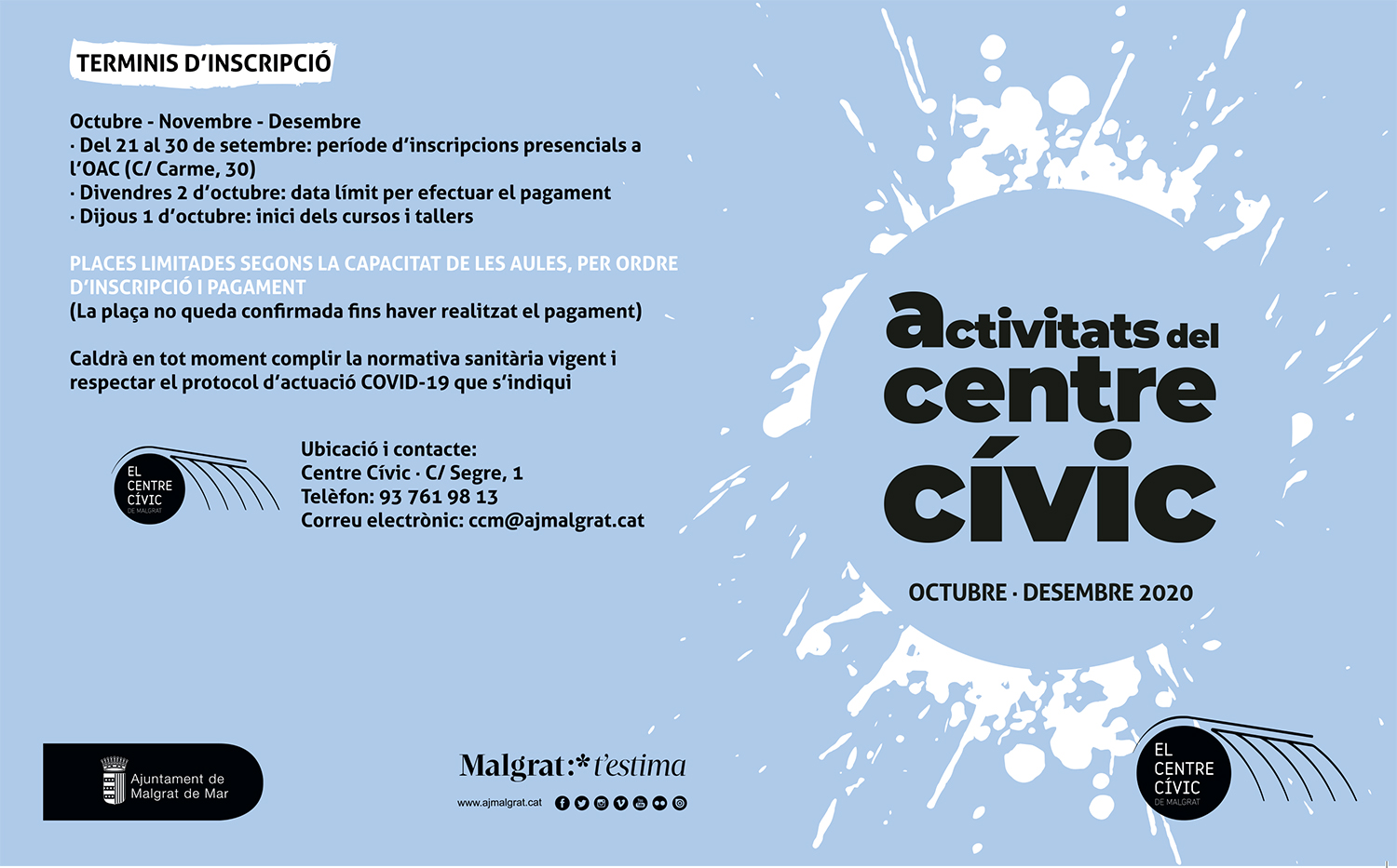 Inscripcions per als cursos i tallers del Centre Cívic a partir de dilluns