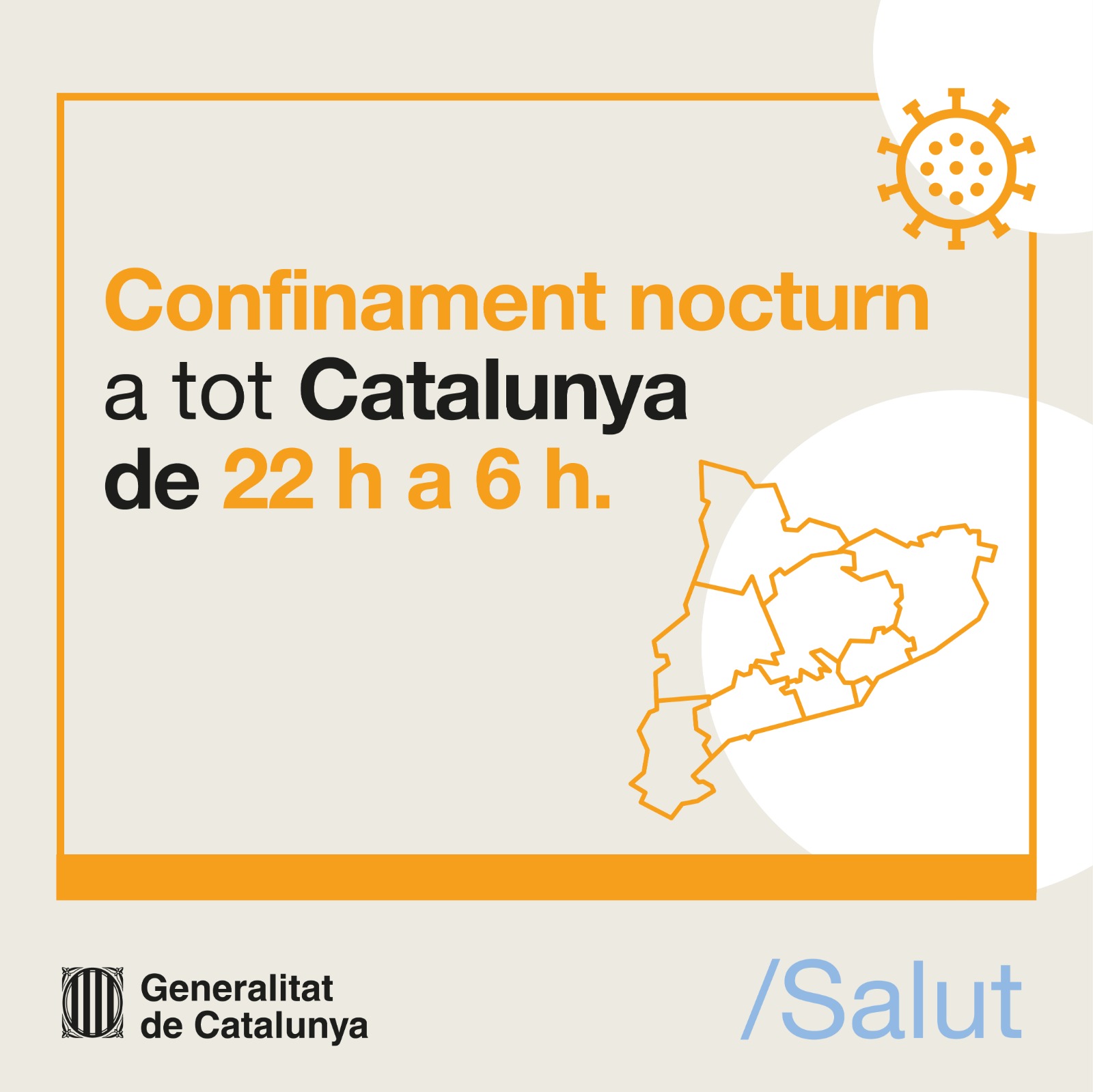 El confinament és de les 22 h a les 6 h. Foto: Departament de Salut de la Generalitat de Catalunya.