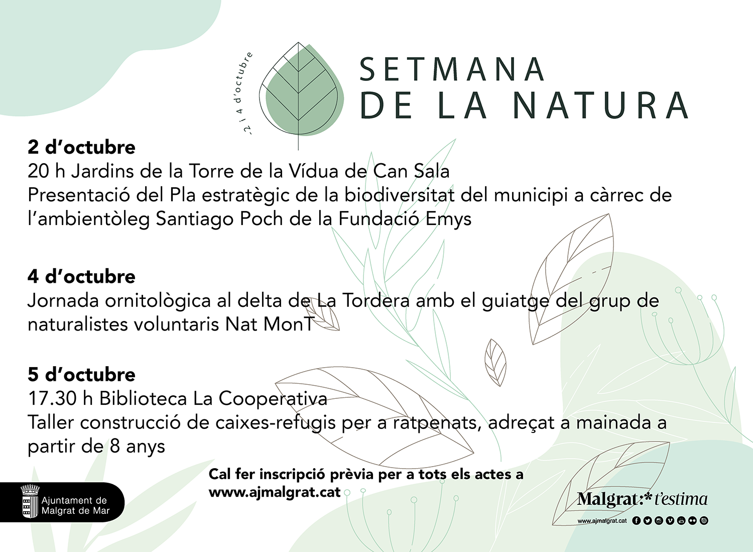 Malgrat s'afegeix un any més a la Setmana de la Natura aquest pròxim mes d'octubre