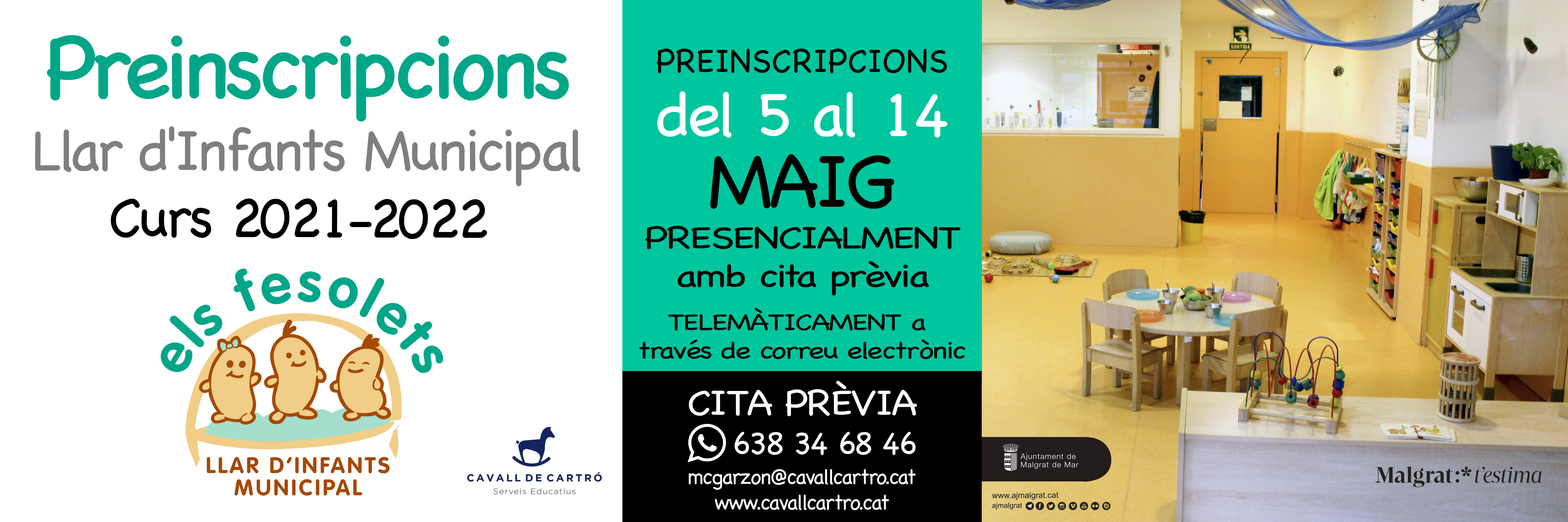 Obertes les preinscripcions per a la Llar d'Infants Municipal Els Fesolets fins al 14 de maig