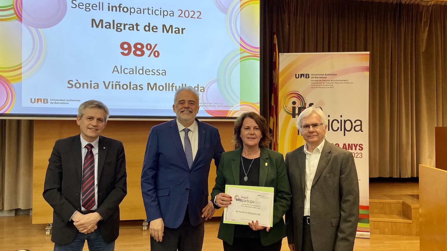 La UAB atorga el segell Infoparticipa 2022 a l'Ajuntament per assolir un 98,08% de transparència a la web